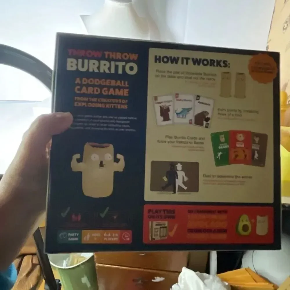 Throw Throw Burrito dodgeball game party game by Exploding Kittens LLC.